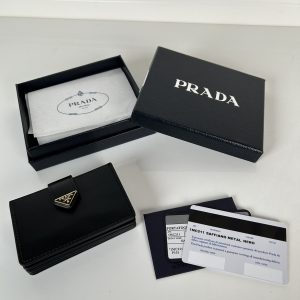 Prada Triangle Logo Cardholder - 1:1 Replica Kwaliteit in Echt Leer 947519242 - front view
